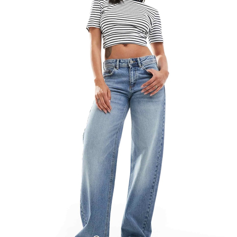Pull&Bear Blue Flare Wide Leg Jeans